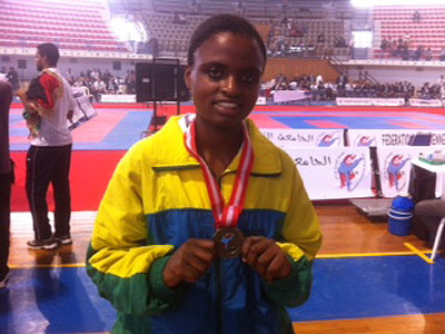 Solange Ingabire is one of the four karatekas, who won bronze medals in Tunis. The New Times / Courtesy.