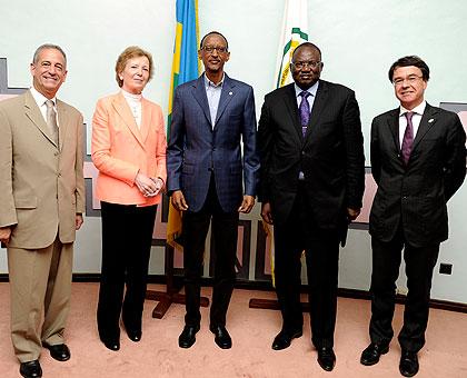President Kagame meeting envoys of the UN, EU, AU and the US government yesterday. The Sunday Times/Village Urugwiro