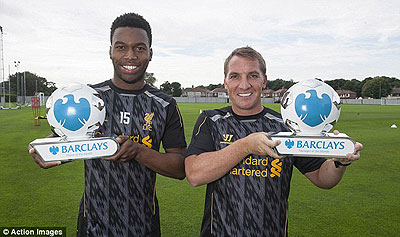 Liverpool's Daniel Sturridge and Brendan Rodgers have both enjoyed fine starts to the season. Net photo.