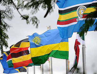 East African Community flags at the EAC Secretariat in Arusha.  The New Times /File.