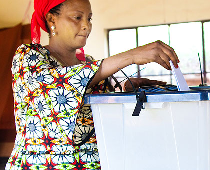 A woman casts her ballot during the electoral college voting for womenu2019s representatives to the Chamber of Deputies on Tuesday. Women will occupy 63 per cent of the seats in the ....