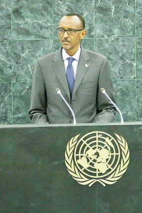 President Kagame addresses the 68th UN General Assembly last week. 