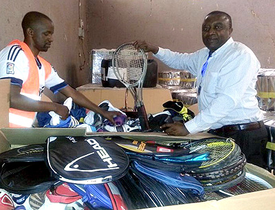 Dr. Ing Eric Ayuk Forchap (R) displaying the equipments at Magerwa mid this week. Saturday Sport/ B. Mugabe.