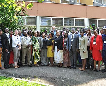 Participants pose for a group photo after a three-day training workshop for Civil Society Organisations. The Sunday Times/Susan Babijja