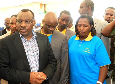 Minister Gatete (L) accompanied RRA officials and  Eastern Province governor Odette Uwamariya (R) during Tax payersu2019 day celebrations in Nyagatare District on Saturday. The New T....