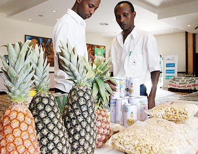 Agricultural products on display outside the conference room/Courtesy