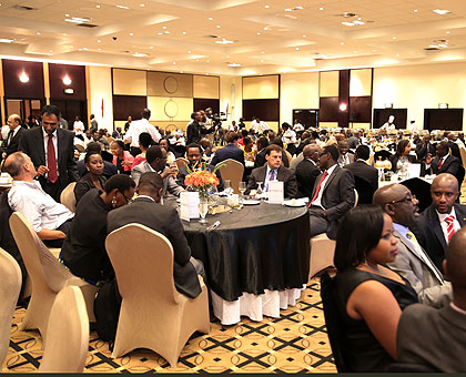 Some of the participants of the Uganda-Rwanda Business gala dinner in Kigali yesterday.   Saturday Times/ John Mbanda. 
