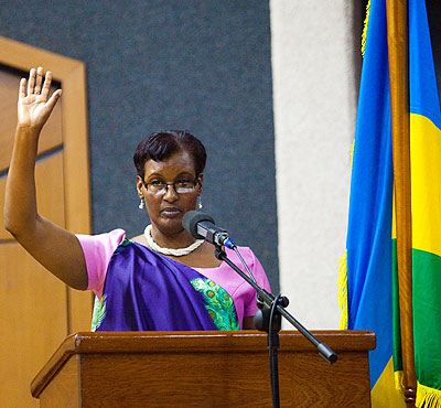 Speaker Mukabalisa during her swearing in last week. The New Times/ File.