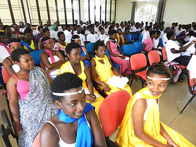 Some of the TVET students at the celebrations in Kayonza. The New Times/ Stephen Rwembeho