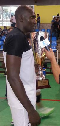Yakan Lawrence Guma giving an interview after helping his team win the Algerian Super Cup on Friday. Times Sport/ Courtesy.