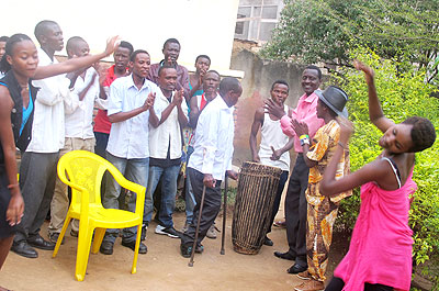 Members of the World Mission Club led by Simubara (in kitenge and black hat) cheer up The New Times/ Courtesy.