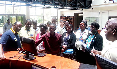 Ugandan Rotarians touring Kigali Public Library in Kacyiru. The New Times/ Brian Ssenyonga.