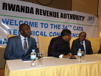 Gatete (right) and CATA leaders at the opening of the conference on Suday. The New Times / Peterson Tumwebaze
