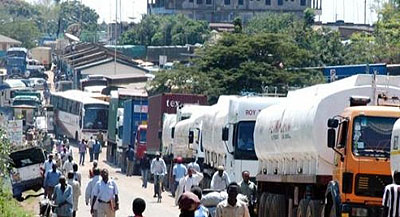 Cargo trucks and fuel tankers line up at Malaba border. Delays at border posts are a major concern among the business community. The New Times / File