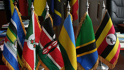 EAC Flag alongside those of the partner states. The New Times/ File. 