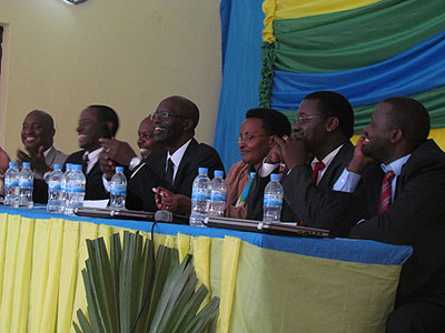 Reb officials and education stakeholders during the meeting. The New Times/ Susan Babijja.