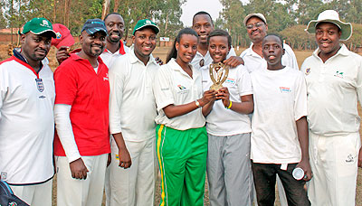 Abakambwe team showing off their trophy after winning in 2011. The New Times.JPG; Courtesy