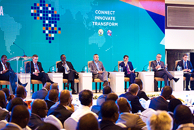 Delegates on the first day of the Transform Africa Summit at the Kigali Serena Hotel during a panel discussion yesterday. The New Times/ T.Kisambira. 