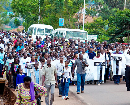People participate in a walk to remember of the 1994 Genocide. The New Times/ File.