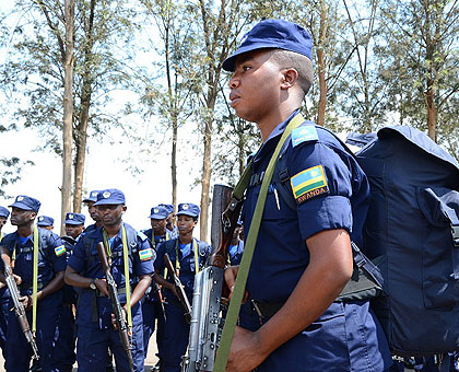 Some of the  Rwanda National Police officers that will depart for the peacekeeping mission in Mali. The New Times/Courtesy