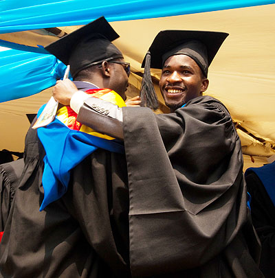Happy graduands at a past ceremony at former KIST (now University of Rwandau2019s College of Science and Technology). The New Times/ File. 