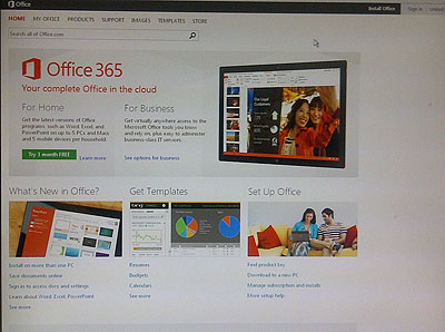 The Office 365 website, which allows a user to create an account and start working u2018on the cloudu2019. The software is touted as a new business game-changer. The New Times / Ben Gasore 