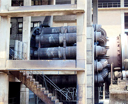 Machinery in Cimerwa cement factory. The firm plans to expand in order to increase production. The New Times/ File.
