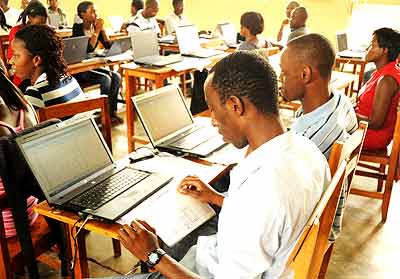 IT enthusiasts at a data entry centre in Kigali. The youth will have an interactive web forum. The New Times/ File.
