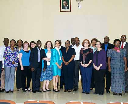 Stakeholders in a group at the College of Education at the launch of the Partnership to Empower Women through Education.   The New Times/ Courtesy.