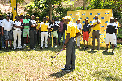 MTN-Rwanda Chief Executive Officer  Ebenezer Asante teed off the MTN Open at Kigali golf course on Saturday. Times Sport / Hussein Niyonzima