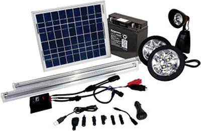 A versatile solar powered lighting kit that can be used to light up clinics, shops or schools, or as a back up to an unreliable power supply in areas that do not have access to the power grid. Net