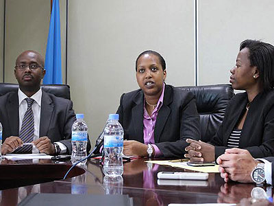 L-R: Yusuf Murangwa, Pichette Kampeta and Monique Nsanzabaganwa. The New Times/Courtesy
