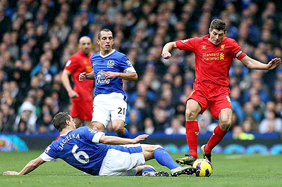 Victory for Liverpool at Everton's Goodison Park ground would send them above Arsenal at the top. Net photo