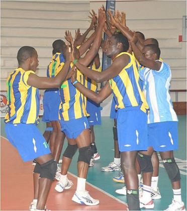 Rwanda national team players celebrate after winning a set in a previous competition.  Times Sport / File.