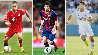 (L-R); One of Franck Ribery , Lionel Messi and Cristiano Ronaldo will win the Ballon d'Or in January. Net photo.