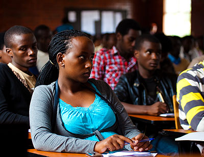 University students attending a lecture. Education Times / T. Kisambira.