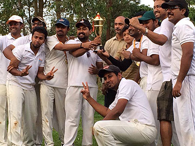 Kerala Hunters players celebrate their maiden trophy on Sunday. Times Sport/Courtesy.