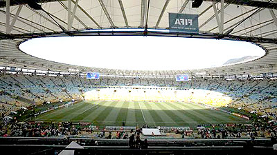 A general view shows the Estadio Maracana before the Confederations Cup Group A soccer match between Mexico and Italy in Rio de Janeiro June 16, 2013.
