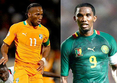 Didier Drogba will lead Cote d'Ivoire,Fils will be eager to guide Cameroon to victory in Brazil. 