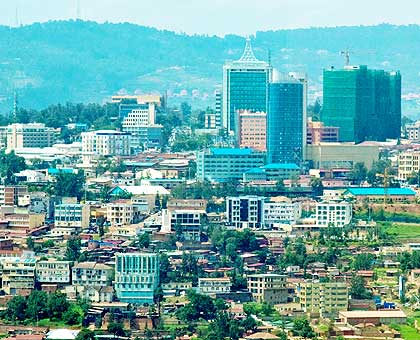 An aerial view of downtown Kigali. The city is said to be urbanising at the rate of nine per cent .The New Times/ Timothy Kisambira. 