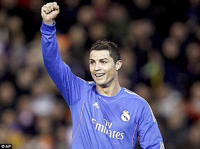 Ronaldo's goal against Valencia saw him become the joint fourth top scorer in Real's history. Net photo.