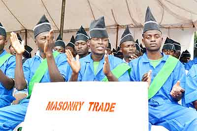 Some of the Iwawa centre graduates during the ceremony on Monday. The New Times/ Courtesy.