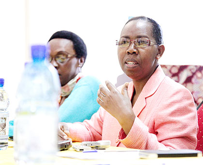Ombudsman  Cyanzayire (R) together with Ingabire during the coalition meeting this week.  The New Times/ Timothy Kisambira.