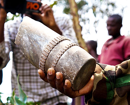 A mortar that was shelled into Rubavu from the DR Congo side. The New Times/File
