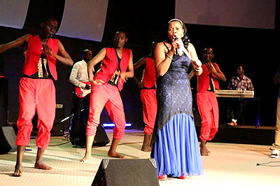 Ugandan gospel musician Judith Babirye takes to the stage. Photo by Susan Babijja.