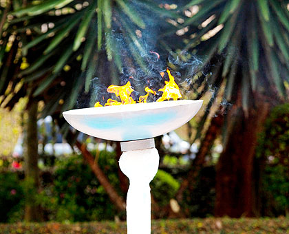 The Genocide torch at Kigali Memorial Centre. The 20th commemoration activities will see the torch moved in a countrywide lap of honour.   The New Times/ File.