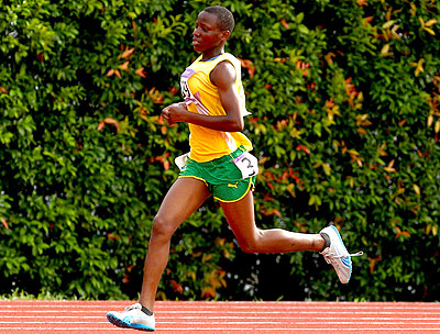 Jacqueline Murekatete of Rwanda competes in the Girls 3000 metre B final on day eight of the Singapore 2010 Youth Olympics at Bishan Sports Stadium in Singapore. Times Sport/ Courtesy.