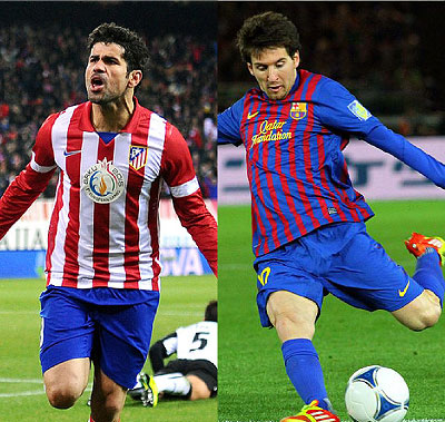 Diego Costa will be hoping to continue his impressive scoring run, while Messi (R) is looking to get back into his stride after two months out injured. Net photo
