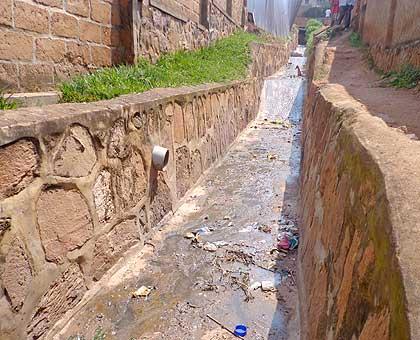 Residents say untreated waste sometimes flows through their channel. Sunday Times/Jean de la Croix Tabaro