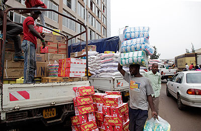 Business in downtown Kigali. The traders want the price of the billing machines reduced. The New Times/ J. Mbanda.